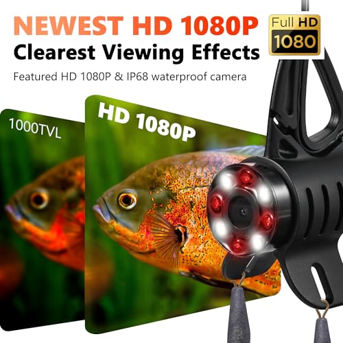 Image of FishPRO Underwater Fishing Camera HD1080P 7'' IPS, 10,000mAh, (No Need Learn) Night Light Vision Ice Fishing Camera Underwater, Ice Fishing Gift Portable Fish Finder for Ice Lake Kayak Fishing, 82FT