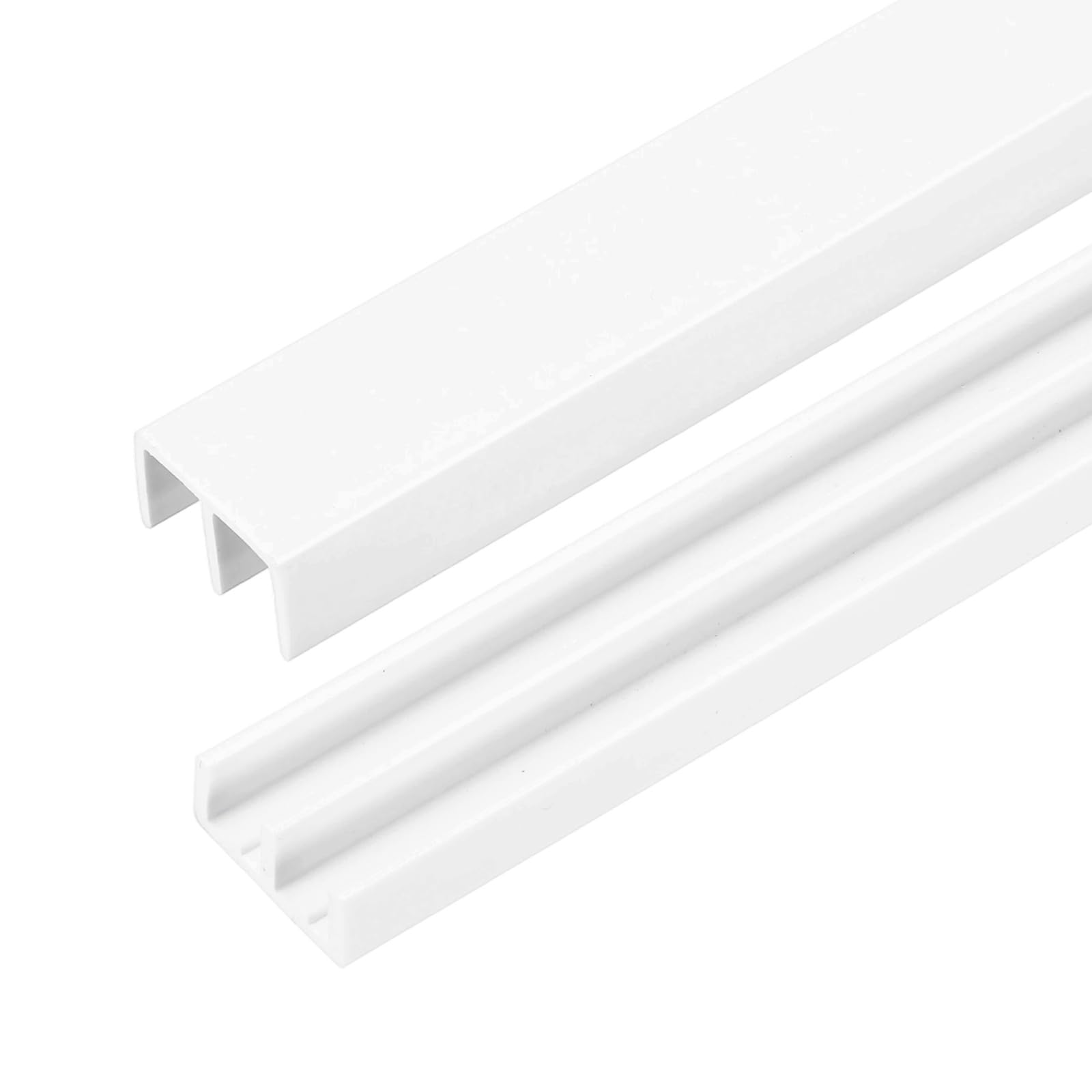 sourcing map 5Set Plastic Sliding Door Track, 3.28Ft Sliding Glass Cabinet Window Track Hardware Set for 1/4" Thick Panels, for Small Bypassing Closet Door, White — image 1