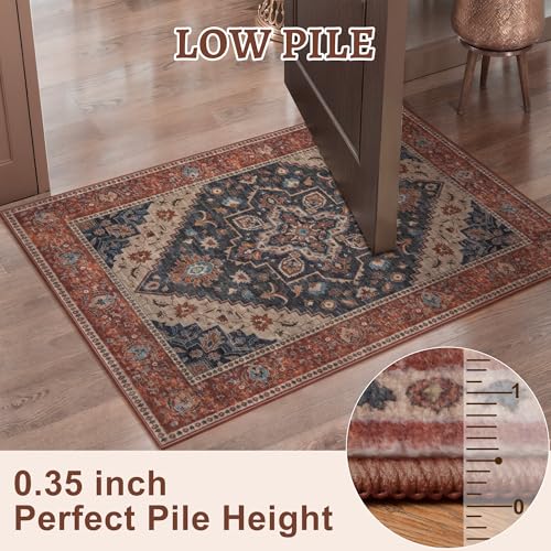Image of Tangsoo 2.6x8 Washable Runner Rug for Hallways, Non Slip Vintage Runners