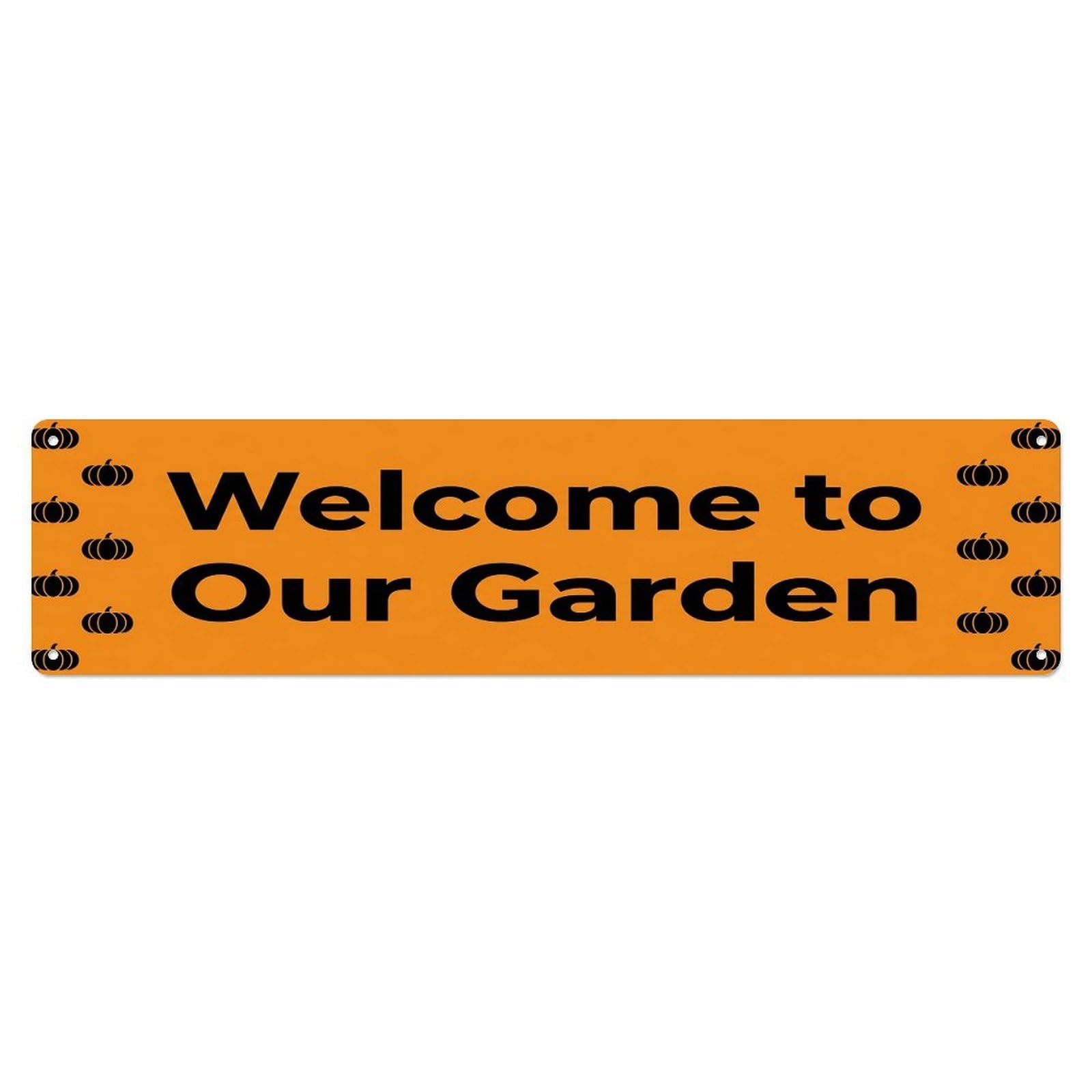 Vintage Welcome to Our Garden Pumpkin Orange Metal Tin Sign