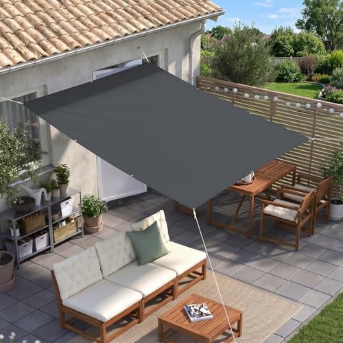 Sunnylaxx Toldo Vela de Sombra 2x2.5m  Antracita,Toldo Exterior Terraza, Impermeable,Ant UV, para Balcon Patio Exteriores Jardín con Ojales y Cuerdas Fijación