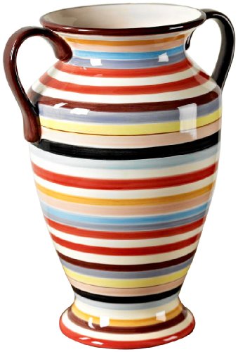 Tabletop Lifestyles 13-Inch Tall Vase with Handle, Sedona Stripe
