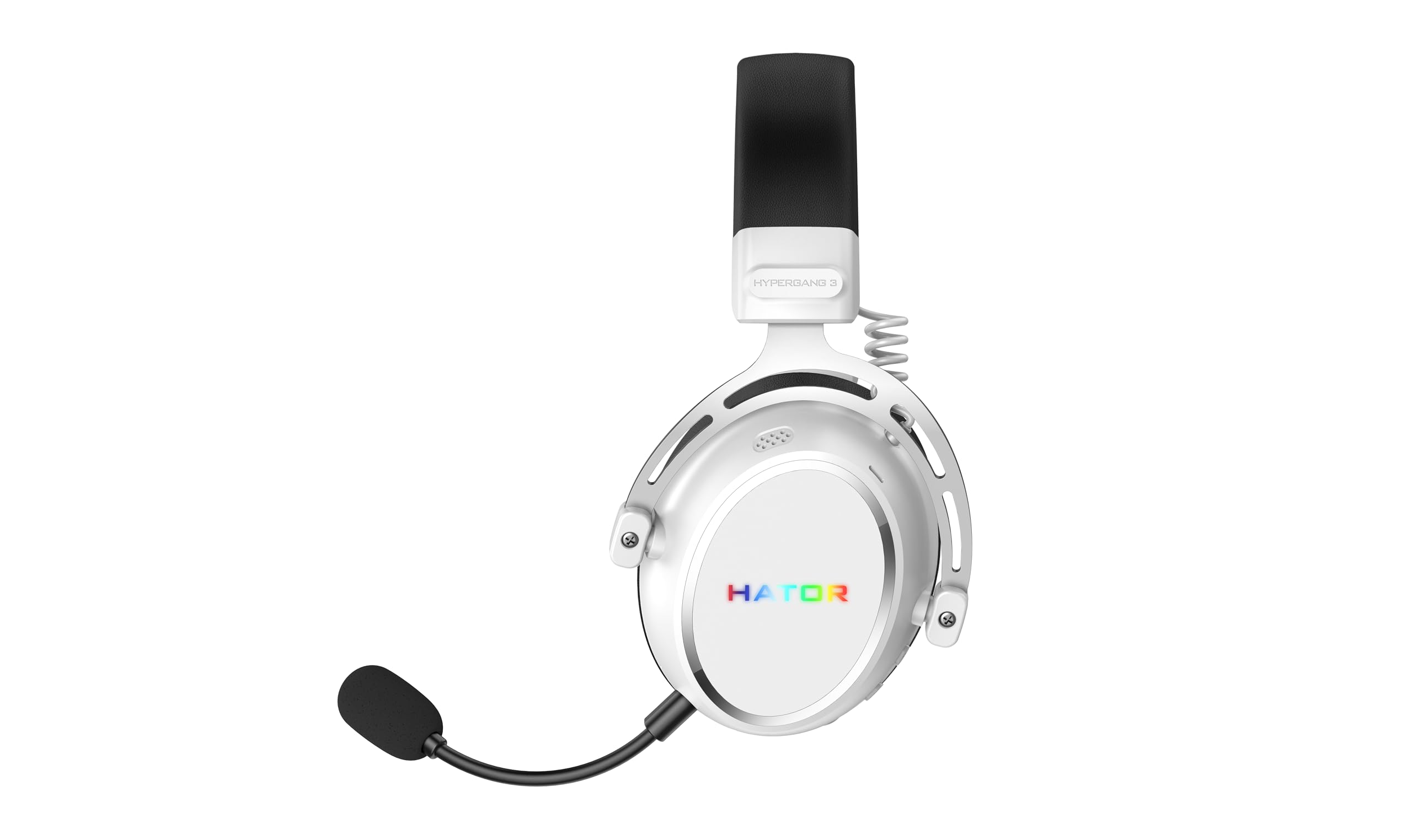 HATOR Hypergang 3 Wireless Gaming-Headset – Hi-Res Audio, Hybrid ANC, 45h Akku, Spatial Audio, Bluetooth & 2.4GHz, abnehmbares Mikrofon, RGB, Head Tracking, SyncHUB App – Weiß