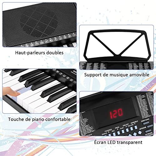 GOPLUS Clavier Électronique 61 Touches, Piano Électronique Portable avec Microphone et Écran LED, 3 Modes d… - Les Beatles, Paul McCartney, John Lennon, RIngo Starr, George Harrison GOPLUS Clavier Électronique 61 Touches, Piano Électronique Portable avec Microphone et Écran LED, 3 Modes d… – Image 6