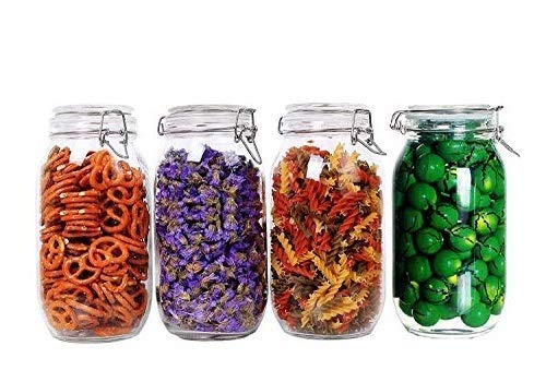 Image of Glass Container with Lid - 1500ml, Pack of 4, Clear