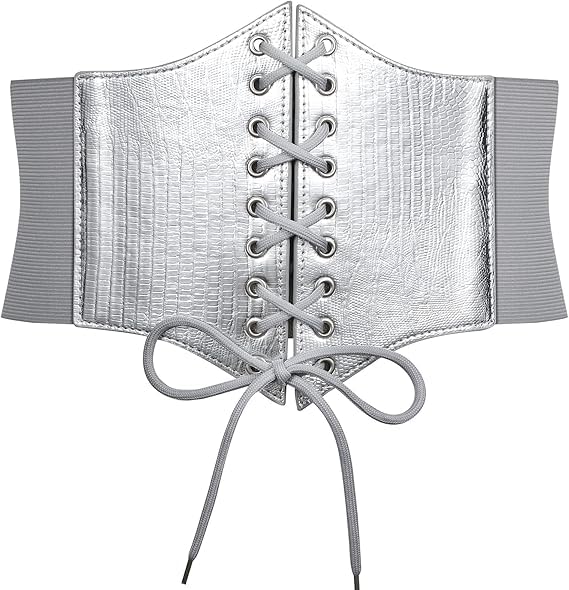 JasGood Corsetto da donna cintura con lacci, fascia elastica larga, cintura in vita Waspie cintura cintura cintura per donna Halloween, Nero , 28.7-30.7W