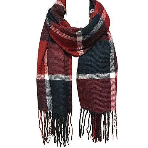 Wrapables womens Plaid Print Long Winter Warm Scarf and Beanie Hat Set4