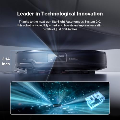 roborock Saros 10R Robot Vacuum and Mop, Powerful Suction, Zero-Tangling, 3.14'' Ultra Slim, FlexiArm Riser Technology for Carpet & Floor, Corner & Edge Cleaning, Self-Emptying, Hot Air Drying, Black