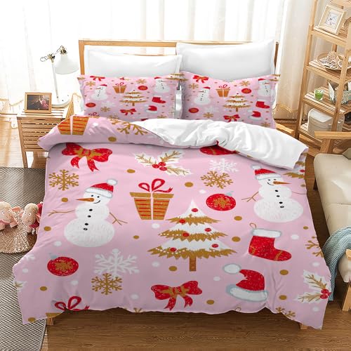 Leleyouzer Weihnachten Bettwäsche 135×200cm Kinder Weihnachts...