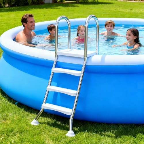 Escalera para piscina sobre tierra 4 peldaños acero inox miniatura 2