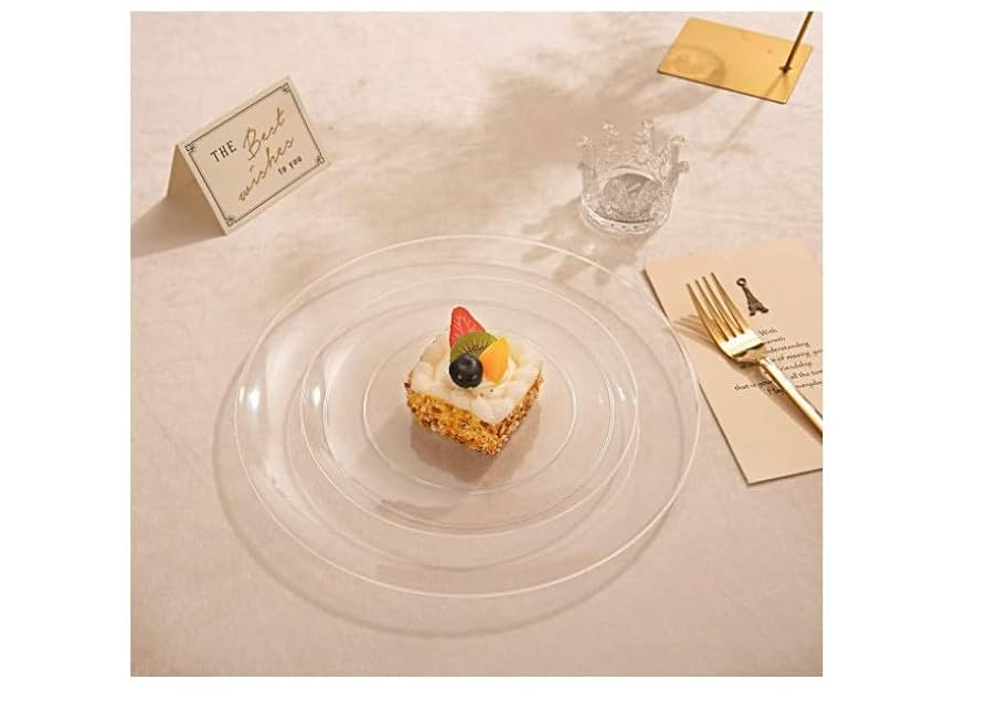 Amazon.co.jp: 7.5 .25 インチ硬質プラスチック使い捨て透明白皿