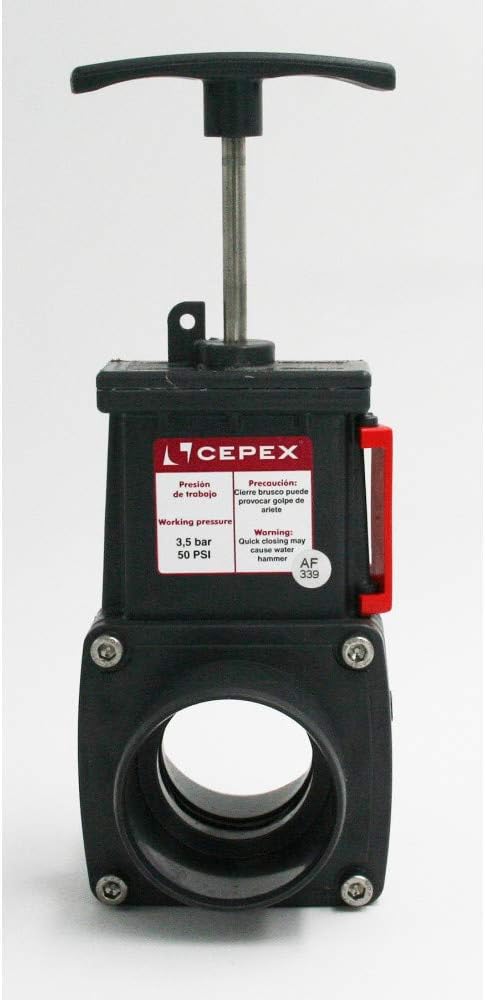 PVC slide valve, shut-off valve with 50 mm adhesive sleeves