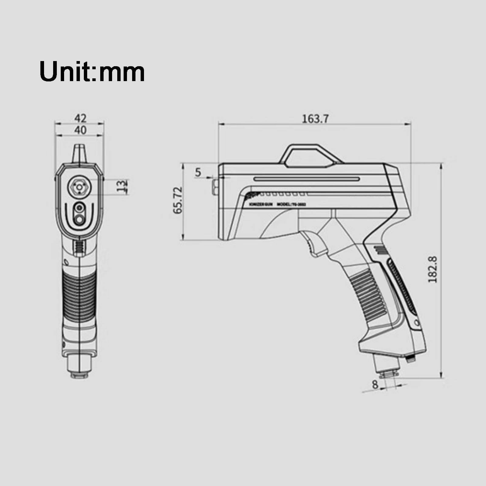 Pistola ad aria ionizzante, eliminatore statico portatile con luce di rilevamento della polvere per rimozione statica industriale e riparazione elettronica, tecnologia di bilanciamento ionico