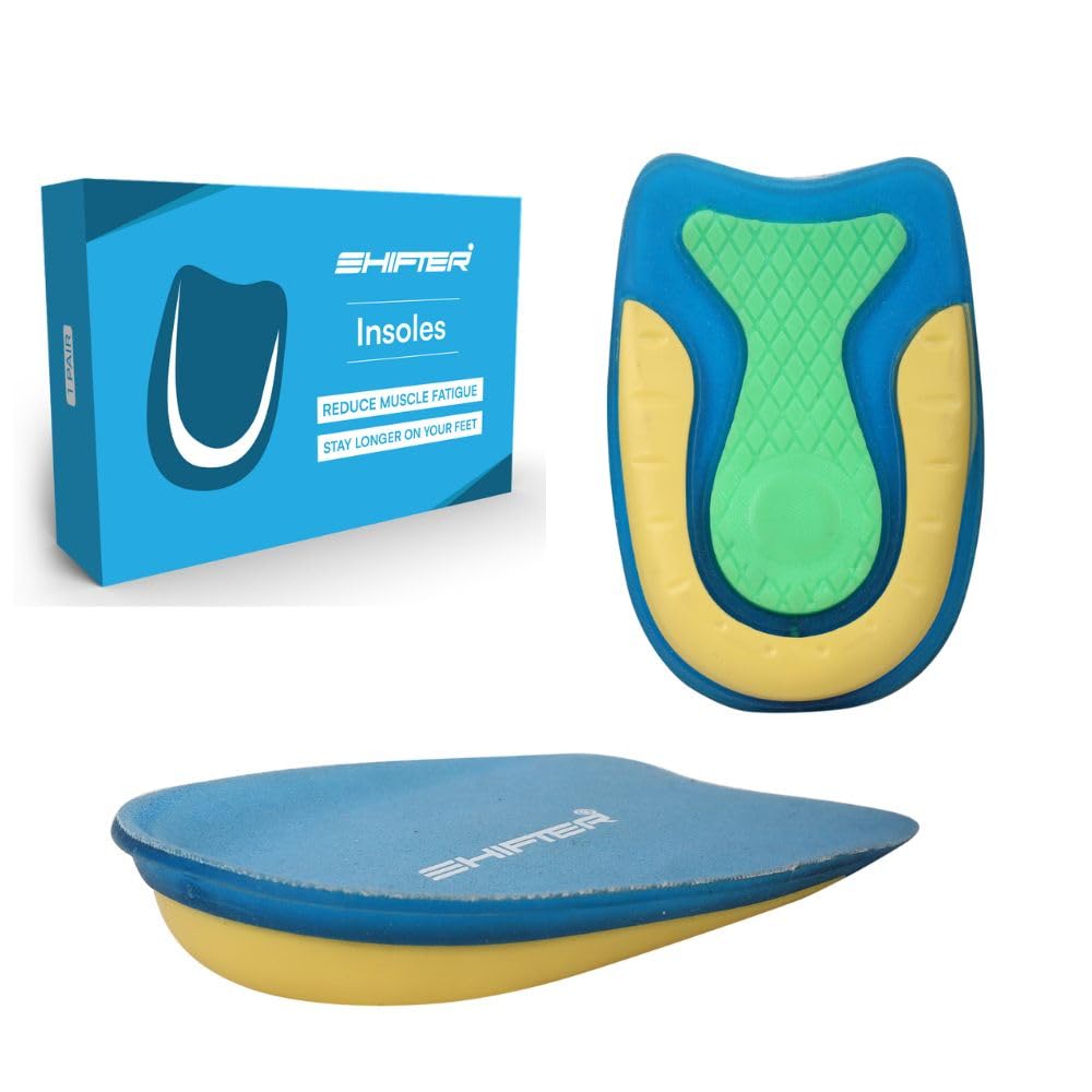 ShifterShifter Pack of 1 Pair Shoes Insole - Gel & Silicone Heel Pad for Men & Women, Shoe Inner Sole with Heel Support for Pain Relief