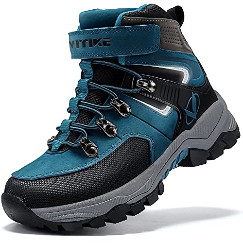 ASHION Botas de Senderismo para Niños Botas de Montaña Botas de Nieve Zapatos de Senderismo,H Azul,37 EU