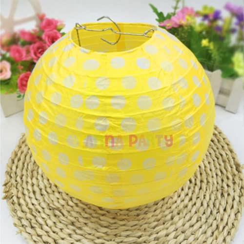 Image of Wanna party Yellow Paper Lanterns, Hanging Lanterns for Summer Barbecue Birthdays Holidays Picnic Party Supplies, 14 Inches