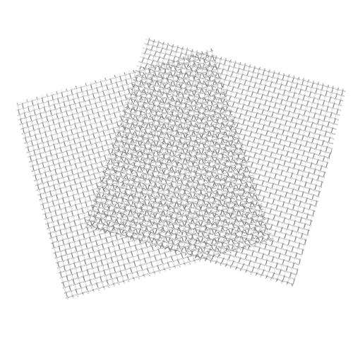 DFDPAXL 2 Pieces Wire Mesh Sheet, 4 Mesh Stainless Steel Woven Wire Screen Mesh Suitable for Windows, Door and Filter,15x15cm