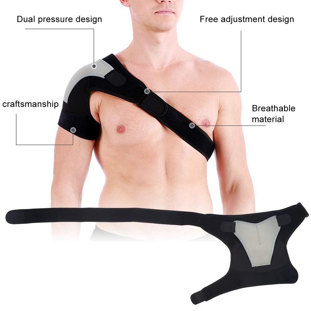 Pilipane Recovery Shoulder Brace for Men and Women, Shoulder Stability Support Brace, Sport Bandage Adjustable Shoulder Pad for Shoulder Injuries and Tendonitis