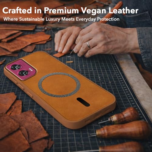 Image of Jkobi Leather Finish Back Cover Case for Motorola Moto Edge 50 Fusion (MagSafe Compatible Wireless Charging | Soft Touch | Camera Bump Protection)