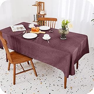 Amazon Brand - Umi Rectangular Table Cover Waterproof Decoratiive Faux Linen Wipe Clean Spillproof Wrinkle Resistant Table Cloth for Indoor and Outdoor Use 137x200cm 54x79in Brick Red