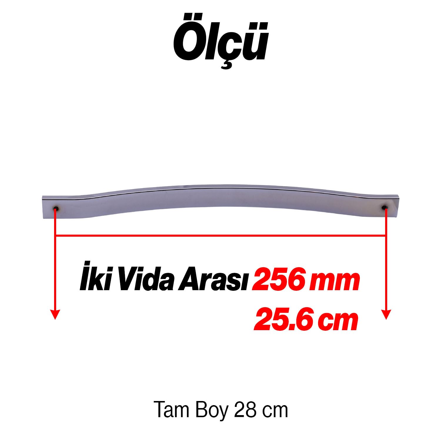 Akasya 256 mm 10lu Set Krom Gümüş Metal Mobilya Kulpu Çizgili Model Paslanmaz Sağlam Kulpları Kulbu