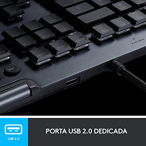 Logitech G Teclado Mecânico Gamer G815 com RGB LIGHTSYNC, Teclas Programáveis, USB Passthrough, Controles de Mídia Dedicados, Design Ultrafino e Exclusivo Switch de Perfil Baixo GL... glide