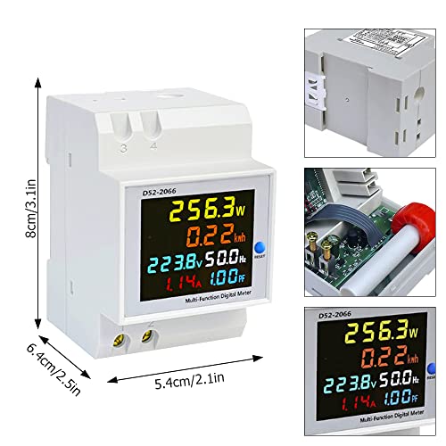 Lotvic Stromzähler Hutschiene, 6 in 1 Stromzähler Digital, AC40300V 100A Amperemeter Voltmeter