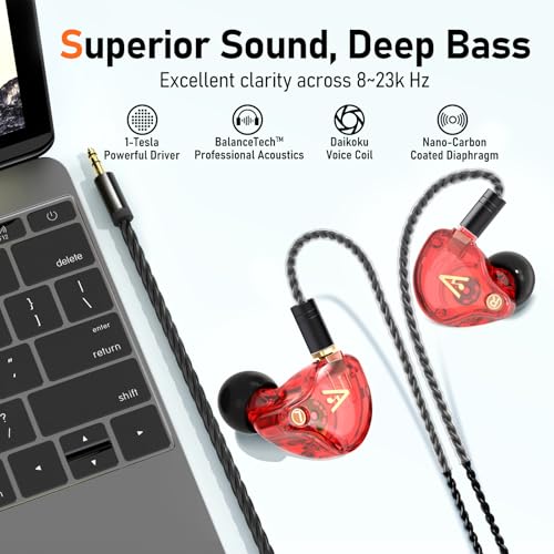 Image of Audiovance Vibes 202 HiFi Wired Earbuds, IEM in-Ear Monitor Headphones
