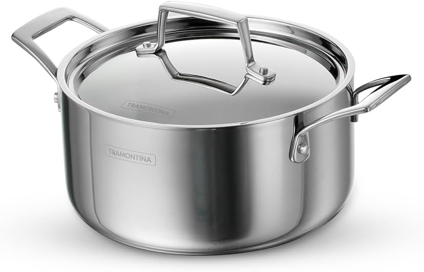 Tramontina AEION TriPly 20cm / 3.1L Stainless Steel Biryani Handi with Lid | 1Kg Rice, Stewpot, Saucepot, Stockpot, Rasam, Curry Preparation | Gas & Induction Ready | NSF Certified | 10 Year Warranty