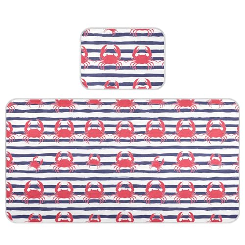 Takiito Crabs on Stripes Baby Cooling Mattress Pad, Soft & Breathable Cooling Mat Keep Baby Cool in Summer 28x52 in, Nursery Essential