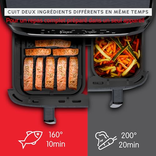Moulinex Dual Easy Fry XXL, Doppel-Luftfritteuse, 6-10 Personen, großer Korb bis 3 kg, 7 voreingestellte Programme, EZ942BF0 – Bild 7