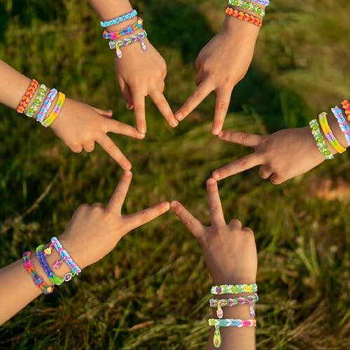 Image of Imagimake Rainbow Loom Bracelet Making Kit |825+ Bands, Charms & Beads with Auto Loom Tool | DIY Art & Craft Kit | Travel Toys | Creative Gift for Girls Age 7+