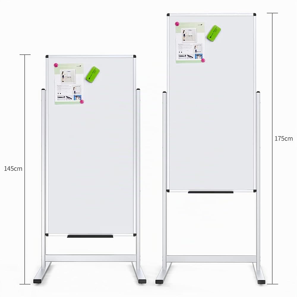 VIZ-PRO Pizarra blanca magnética doble cara 120x60 cm con Soporte, altura ajustable, para oficina y aula
