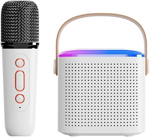 Mini máquina de karaoke para adultos y niños, altavoz portátil de karaoke Bluetooth con micrófono inalámbrico y luces LED, regalos de karaoke para