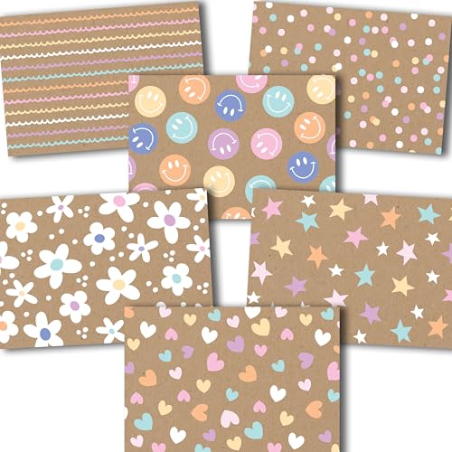 Image of 24 Blank Cards and Envelopes Blank Note Cards Stationery Designed in USA | Kraft Doodle 6 x 4 Greeting Card with Envelopes, Notecards and Envelope Set, Cute Card for All Occasion, Stationary Pack