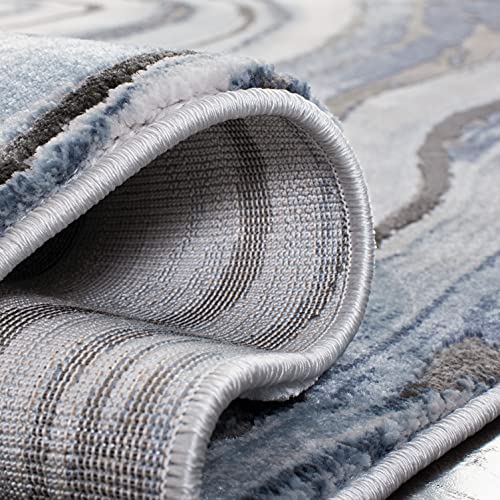 Tapete decorativo moderno de 2'7 x 5' en azul y gris miniatura 4