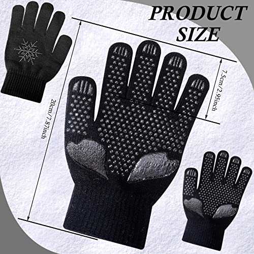 Jiuguva 3 Pairs Ice Skating Gloves Figure Skating Accessories Gloves with Snowflake Rhinestone for Kid Girl2