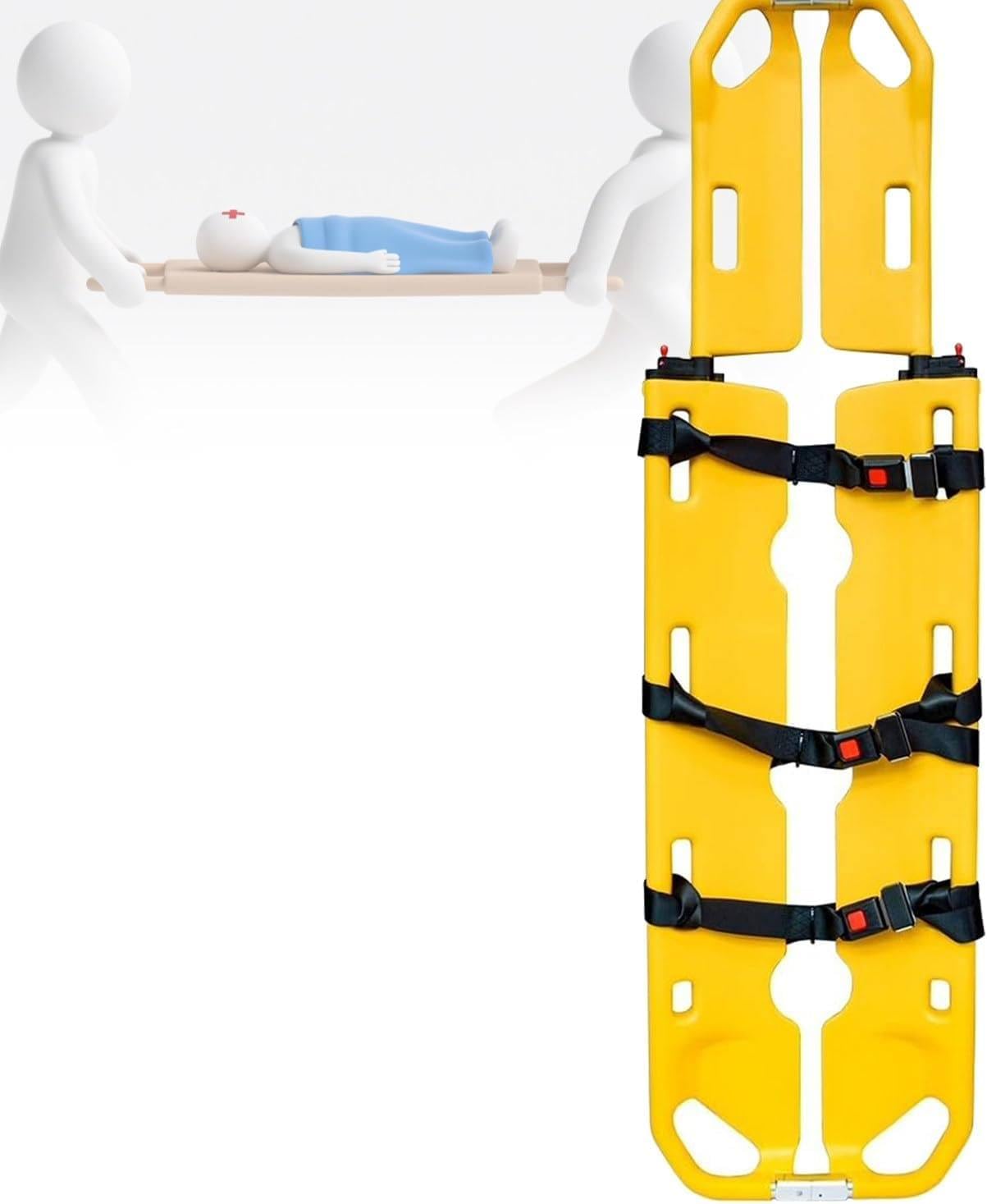 Camilla de Aluminio Ajustable y Plegable en Forma de S para Transporte de Pacientes de Emergencia, con Capacidad de Carga de 350 Libras, Ligera y portátil, Equipo médico de Emergencia.