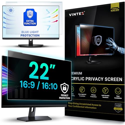 Image of Acrylic 22 Inch Computer Privacy Screen Filter for Widescreen Computer Monitors - 19.3 inch x 12.5 inch - Monitor Frame Hanging Type