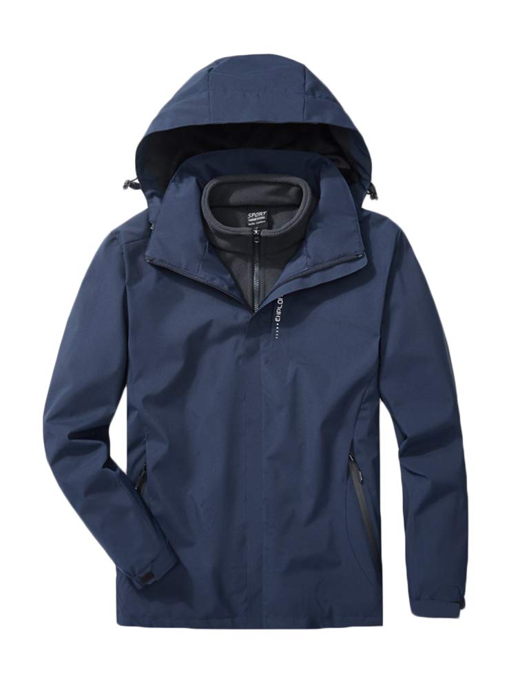 Onsoyours Giacca da Donna 3 in 1 da Neve in Pile Warm Giubbotto da Montagna Caldo Cappotto da Escursionismo Outdoor Parka con Cappuccio Antivento Donna Uomo