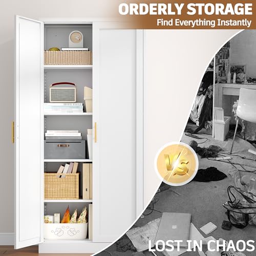 Image of 71 inch Metal Storage Cabinet with 2 Doors, 4 Adjustable Shelves