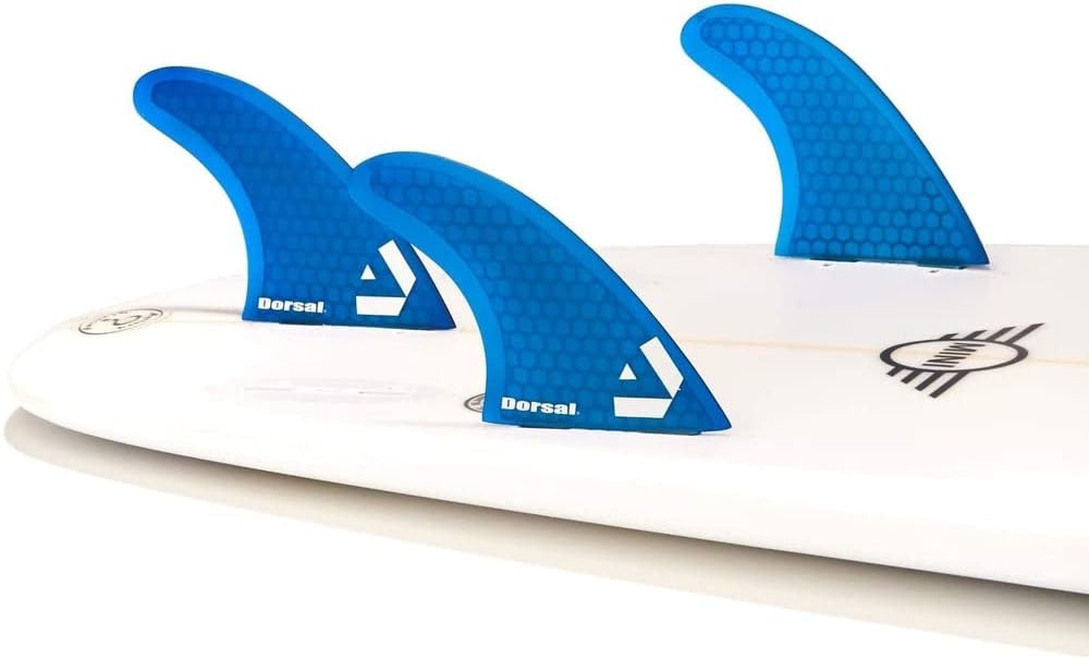 DORSALSurfboard Fins Thruster 3 Set FCS Compatible Medium Blue