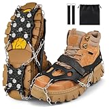 Jetika ｢2026冬初登録｣アイゼン 26本爪 チェーンスパイク クランポン アイスグリッパー 201ステンレス製 錆にくい 軽量チェーンスパイク 簡単着脱 転倒防止 高い伸縮性シリコン素材 M/Lサイズ 23-27CM靴対応 男女兼用 滑り止め 雪山/登山/トレッキング/氷釣り/沢登り/雪道などに最適 収納袋&固定マジックロープ付属 (L(25.5-27.5cmサイズの靴))