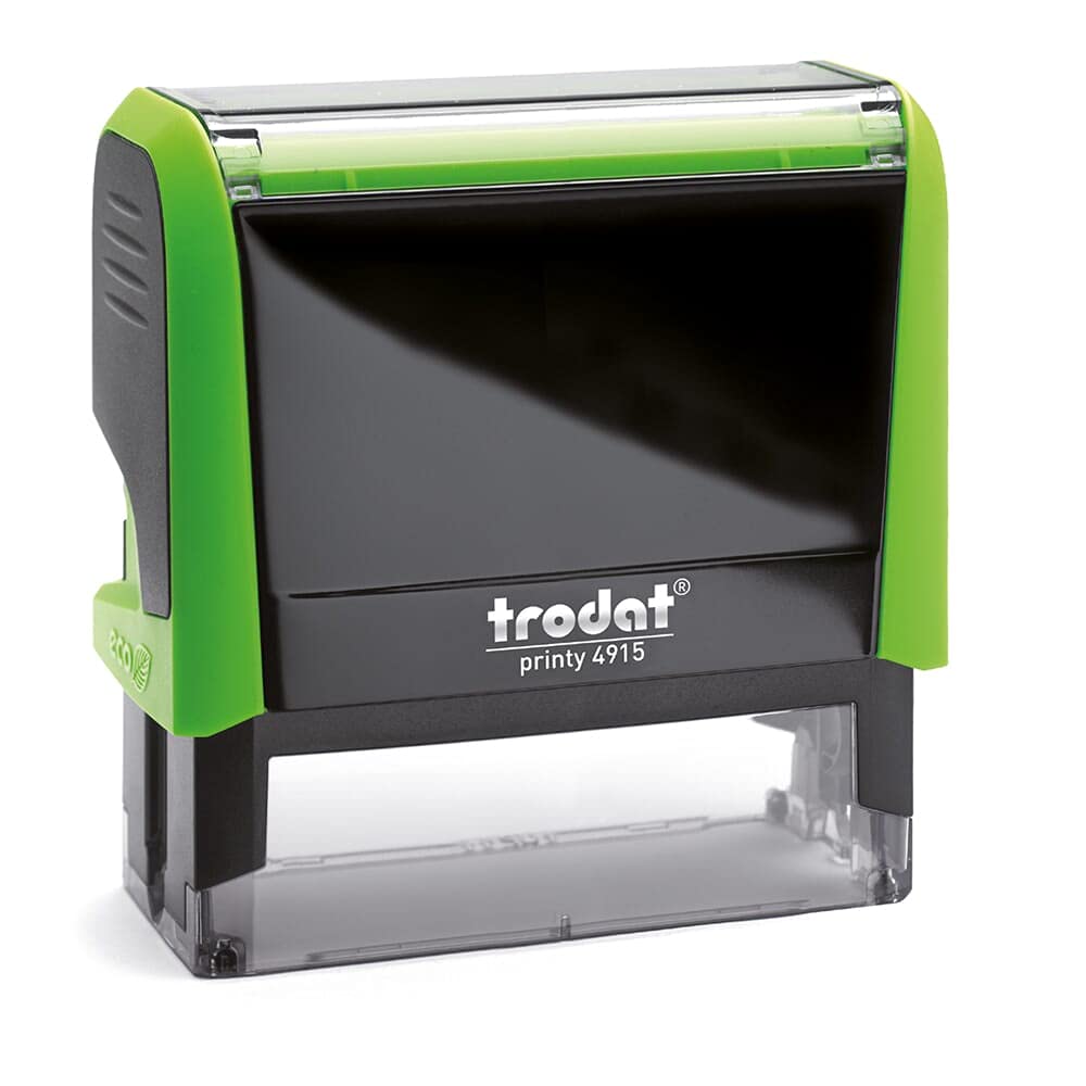 Trodat Green Printy 4915 Personalised Stamp - Ideal For Creating Business, Office And Teacher Stamps Impressions - Size 68 X 23 Mm - Up To 6 Lines Of Custom Text (Green)