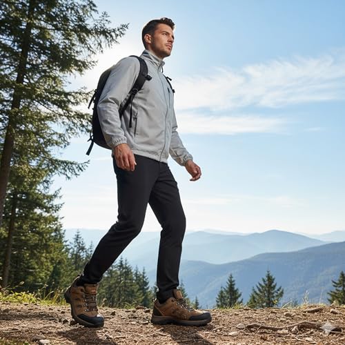 CC-Los Herren Wanderschuhe Wasserdicht | Leichte Trekking Outdoorschuhe Atmungsaktive Walkingschuhe | Braun Größe 44