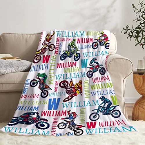 Todeyya Personalized Dirt Bike Blanket for Boys & Girls, Soft Plush Custom Motorcycle Blanket, Perfect for Couch, Bed or Gifts - 50