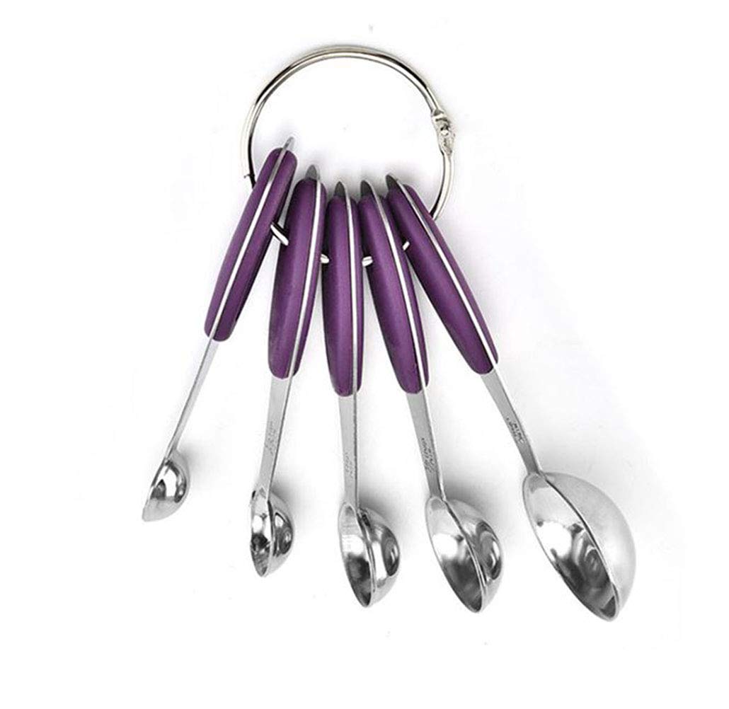 Juego de tazas y cucharas medidoras con mango de silicona, juego de 10 que incluye 5 tazas medidoras de acero inoxidable y 5 cucharas medidoras. Medición de cocción ampliamente utilizada como