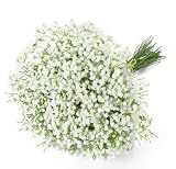Uhky – Lot de 6 branches de fleurs gypsophiles artificielles au toucher réaliste pour fête de mariage, arrangement floral, décoration d'intérieur (blanc)