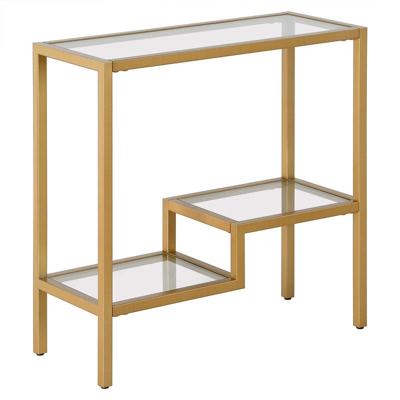 Lovett 24'' Wide Rectangular Side Table in Brass