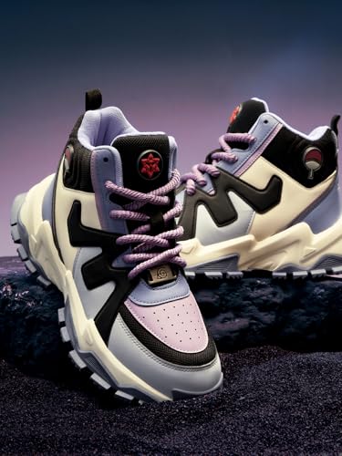 Image of The Souled Store Naruto Shippuden: Sasuke Men and Boys Purple PU Upper Lace Up High Top Sneakers